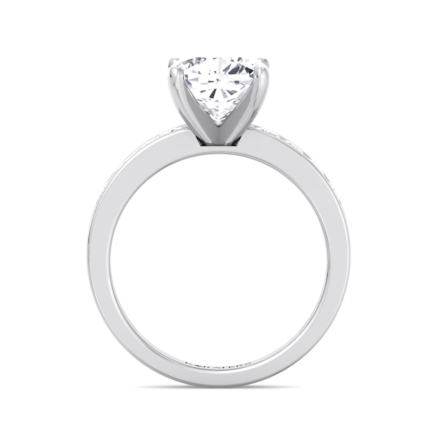 Koralle - Cushion Cut Lab Grown Diamond Engagement Ring With Princess Cut SideStones