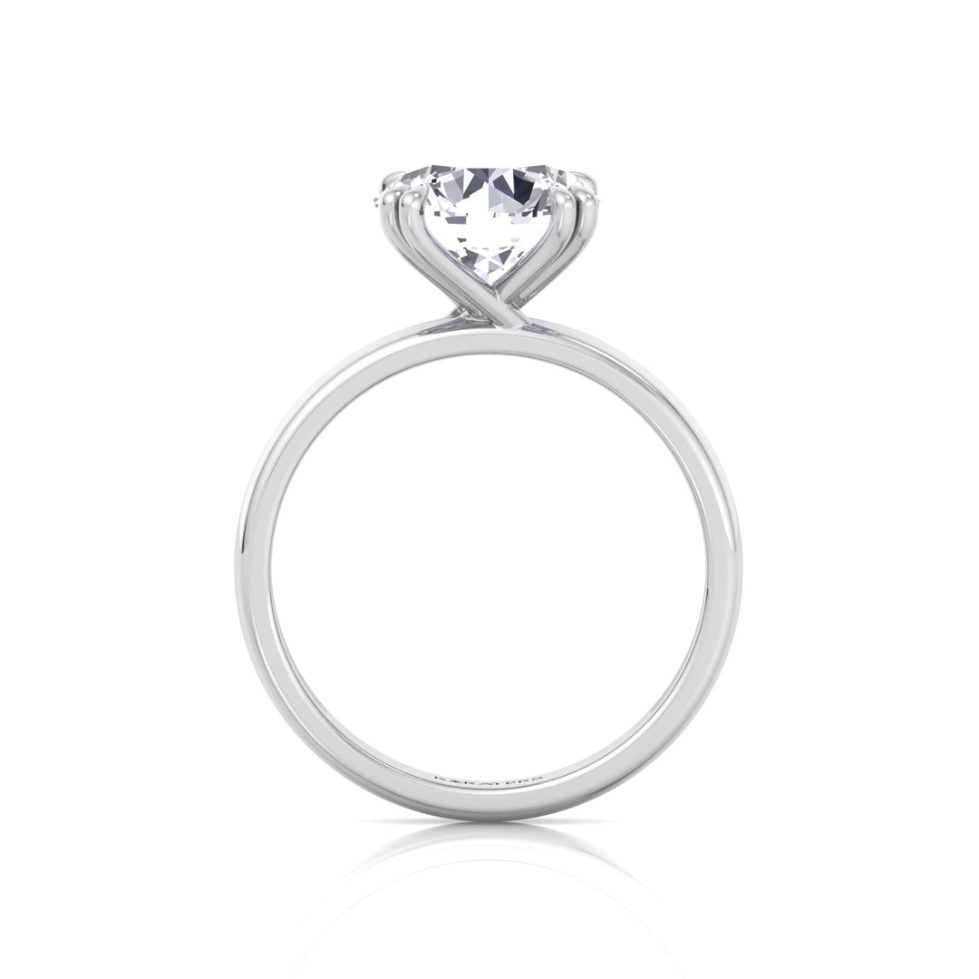 Double Prong Round Shape Lab Grown Diamond Solitaire Engagement Ring with Thick Band White Gold