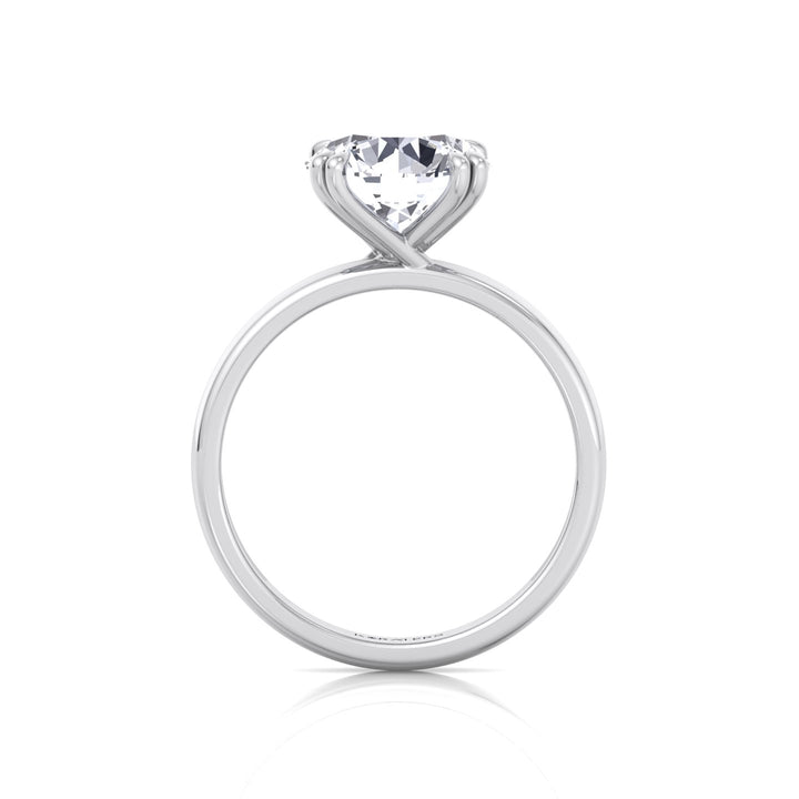 Double Prong Round Shape Lab Grown Diamond Solitaire Engagement Ring with Thick Band White Gold