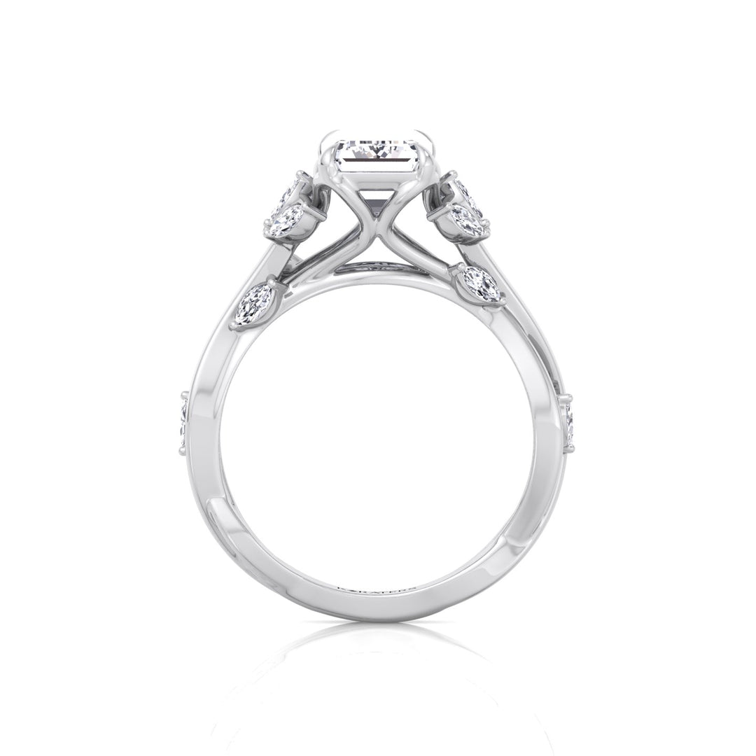 Emerald Cut Lab Grown Diamond Engagement Ring with Twist Band WG 4