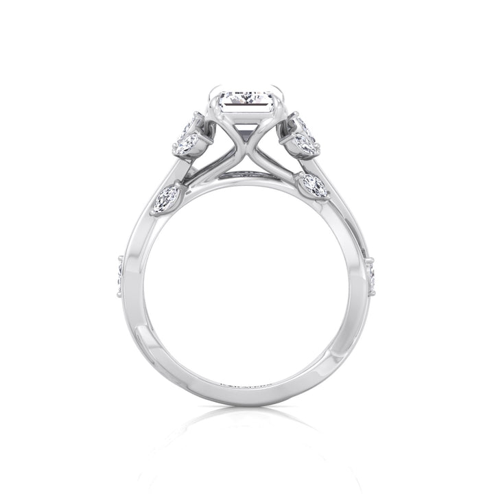 Emerald Cut Lab Grown Diamond Engagement Ring with Twist Band WG 4