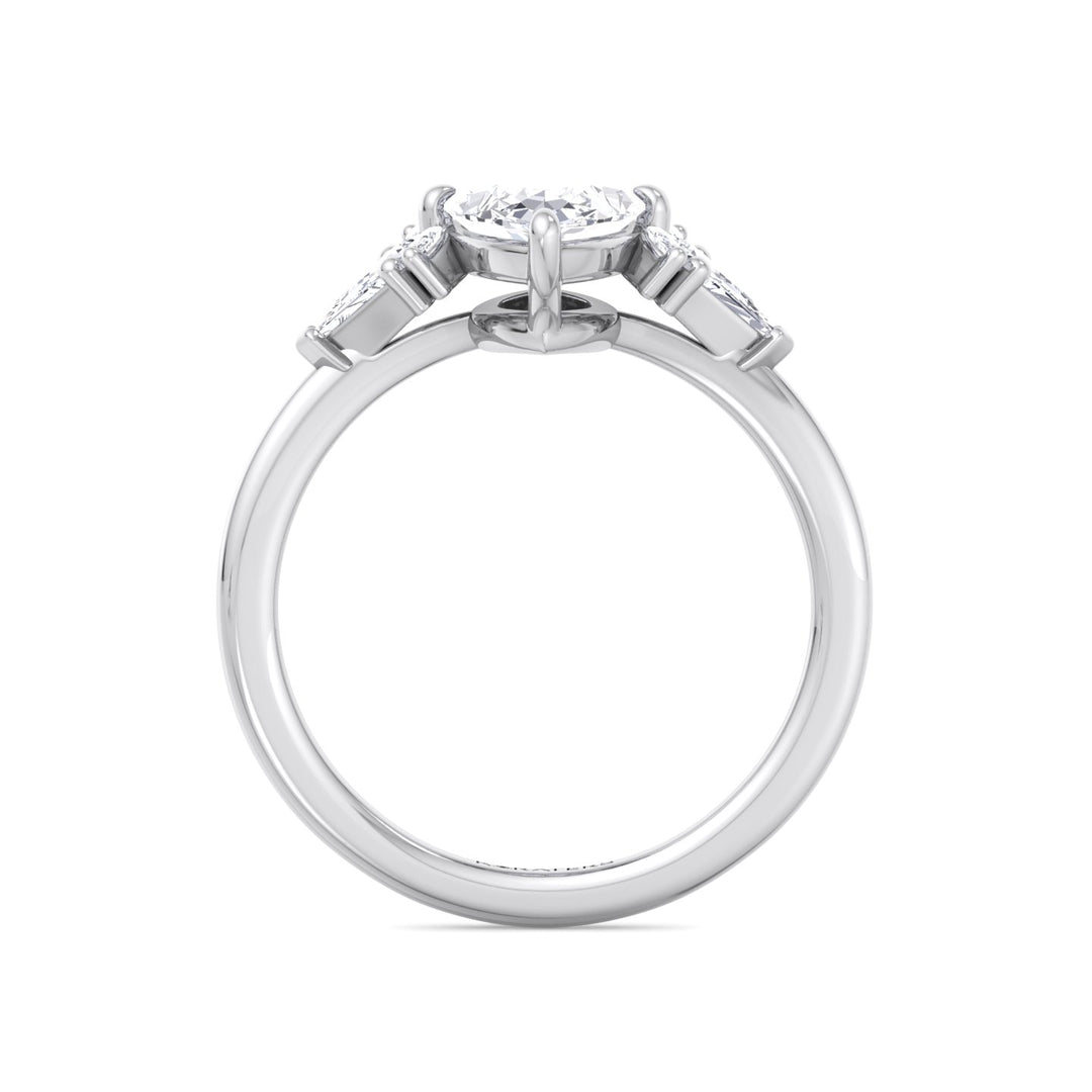 Marquise Shape Lab Grown Diamond Engagement Ring with Kite Sidestones