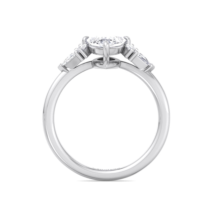 Marquise Shape Lab Grown Diamond Engagement Ring with Kite Sidestones