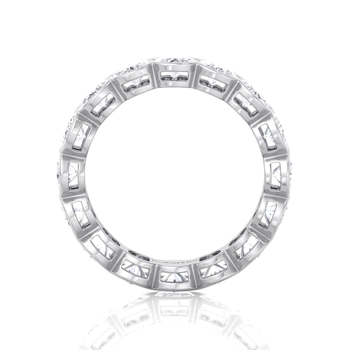 Oval Shape Half Bezel Lab Grown Diamond Eternity Band White Gold
