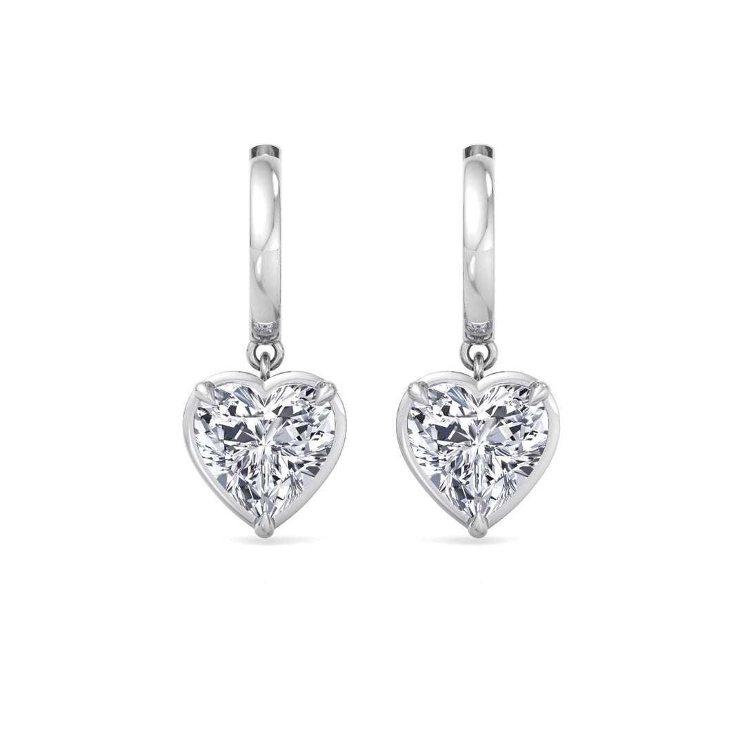 Heart Shape Lab Grown Diamond Dangle Earrings WG 2