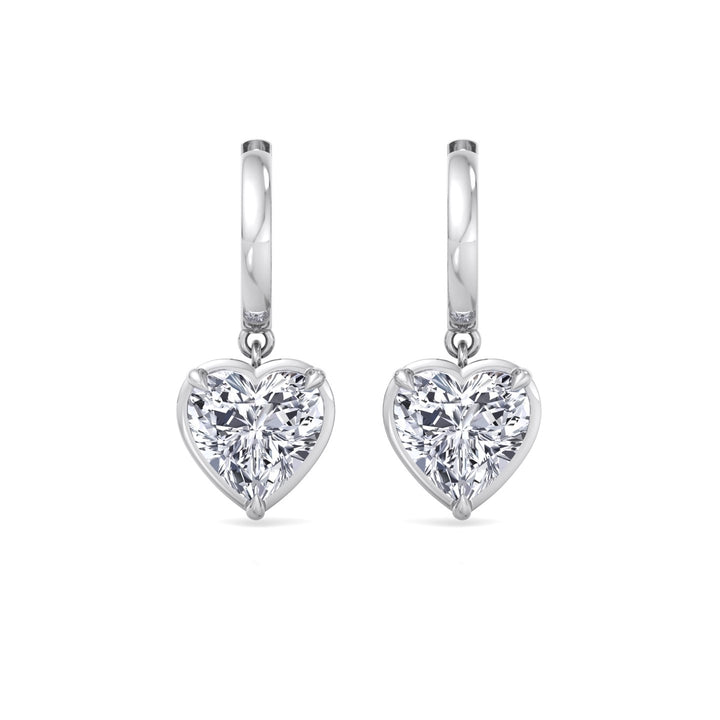 Heart Shape Lab Grown Diamond Dangle Earrings WG 2