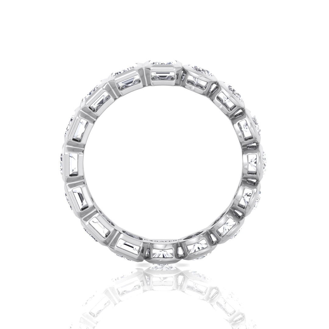 Double Shape - Bezel Set Emerald and Oval Cut Lab Grown Diamond Eternity Band