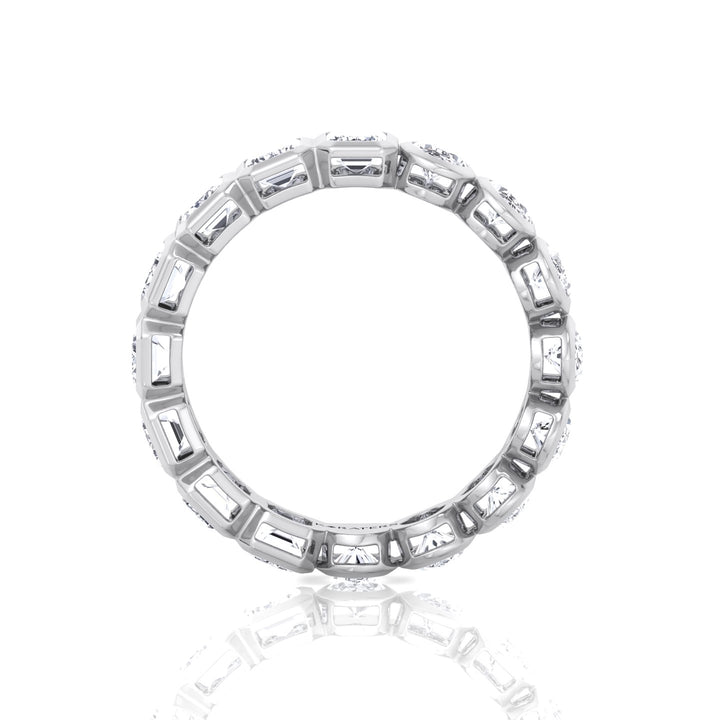 Double Shape - Bezel Set Emerald and Oval Cut Lab Grown Diamond Eternity Band