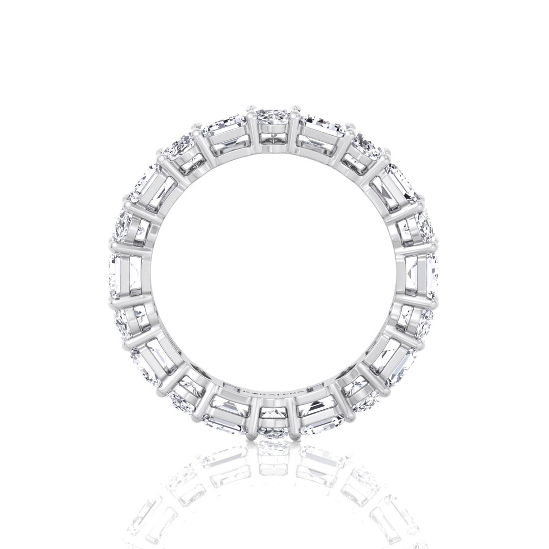 Alternating Emerald and Oval Shape Lab Grown Diamond Eternity Band White Gold