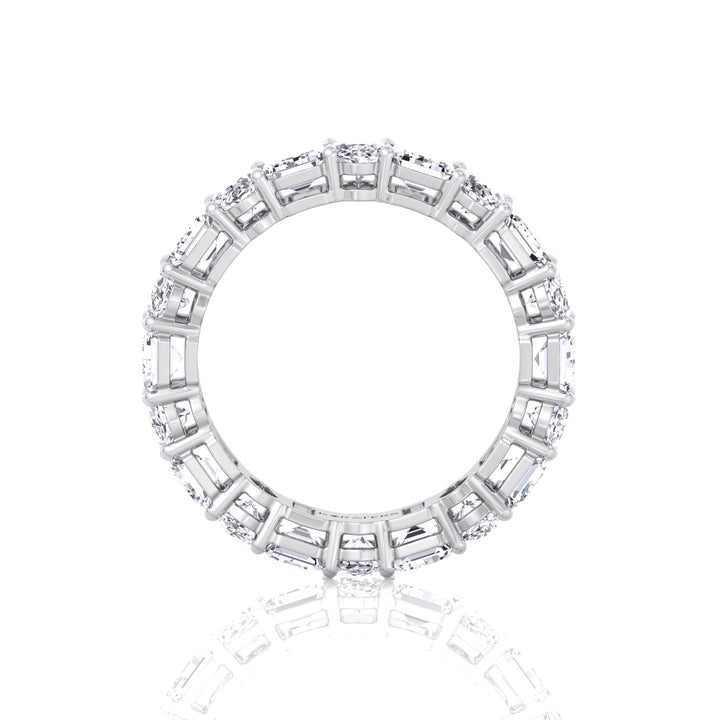Alternating Emerald and Oval Shape Lab Grown Diamond Eternity Band White Gold