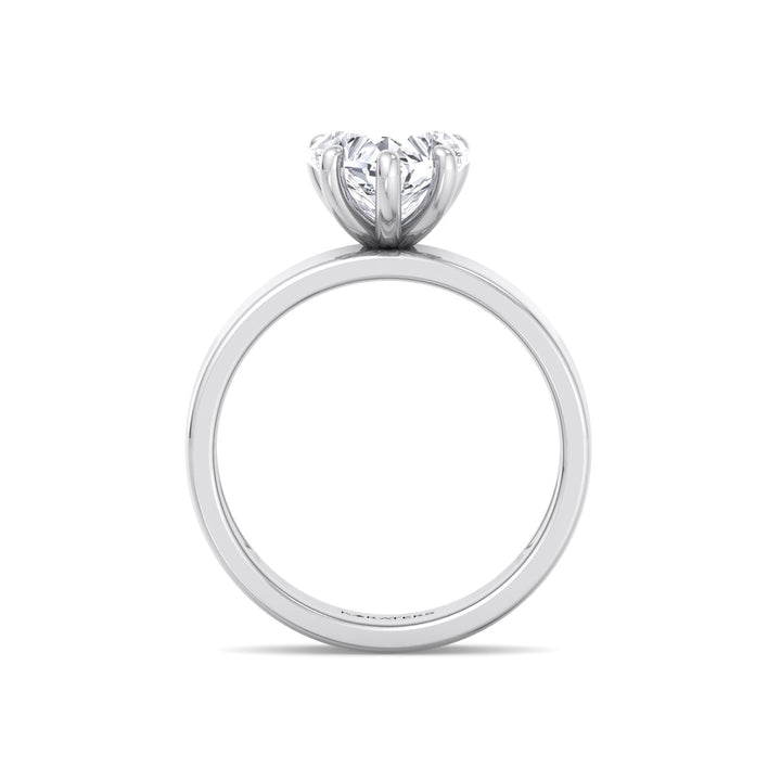 Heart Shape Lab Grown Diamond Engagement Ring with Wide Band White Gold
