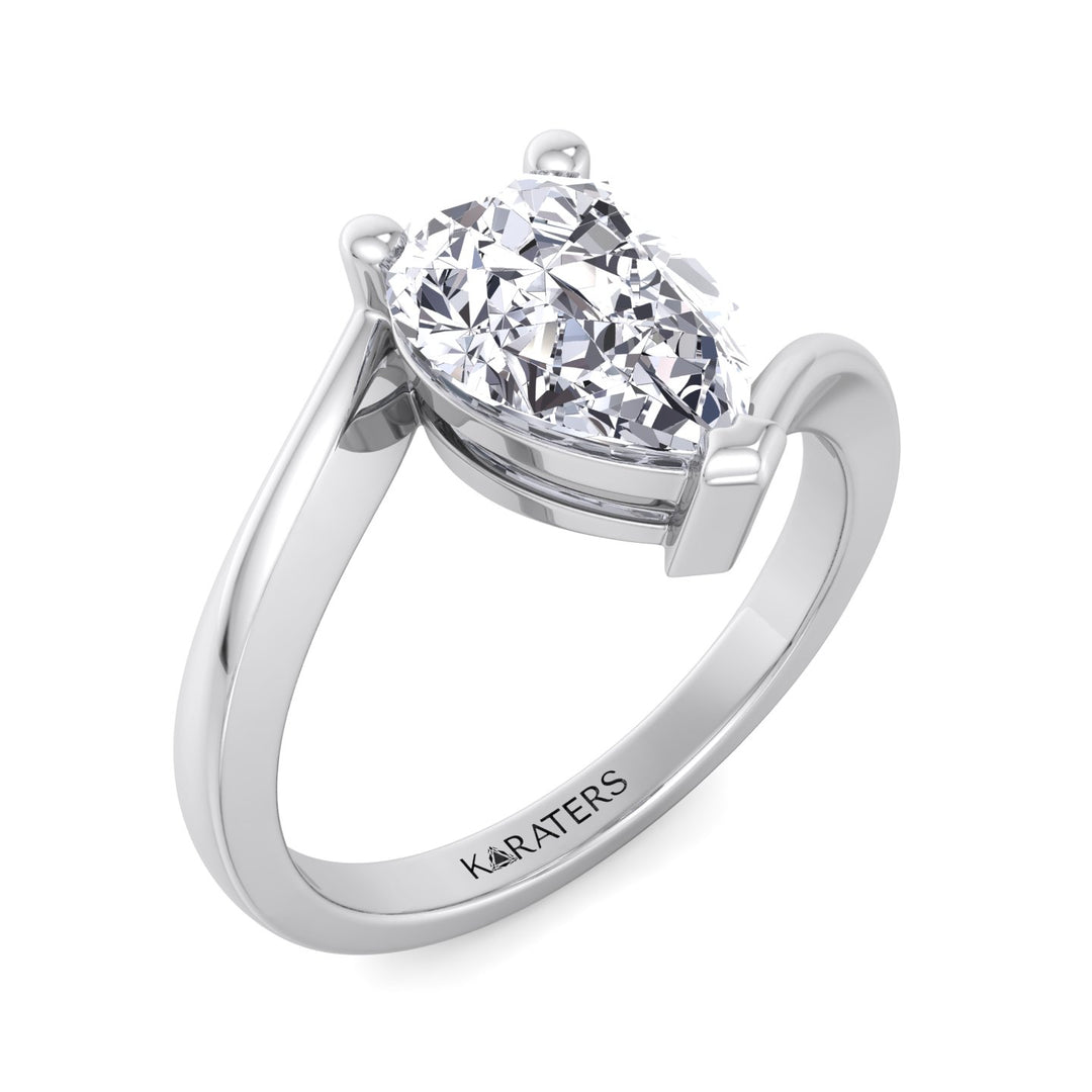 Pear Shaped Cut Lab Grown Diamond Solitaire Engagement Ring