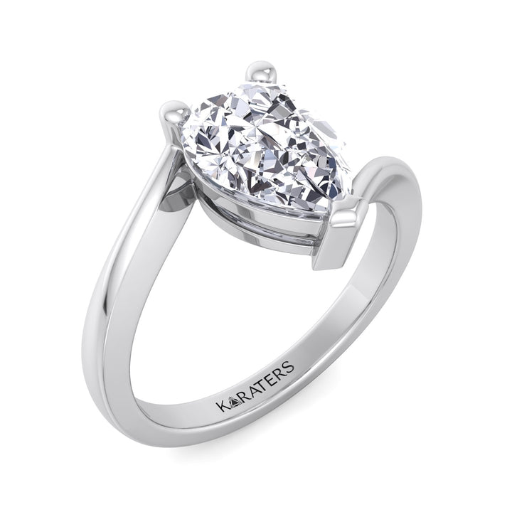 Pear Shaped Cut Lab Grown Diamond Solitaire Engagement Ring