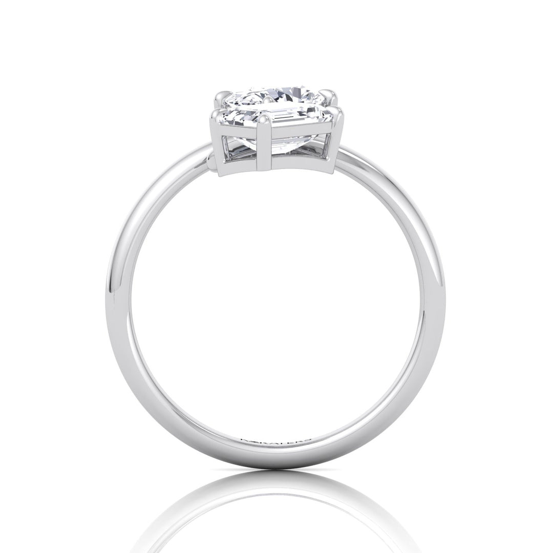 Oval & Emerald Shape Lab Grown Diamond Open Engagement Ring-White Gold