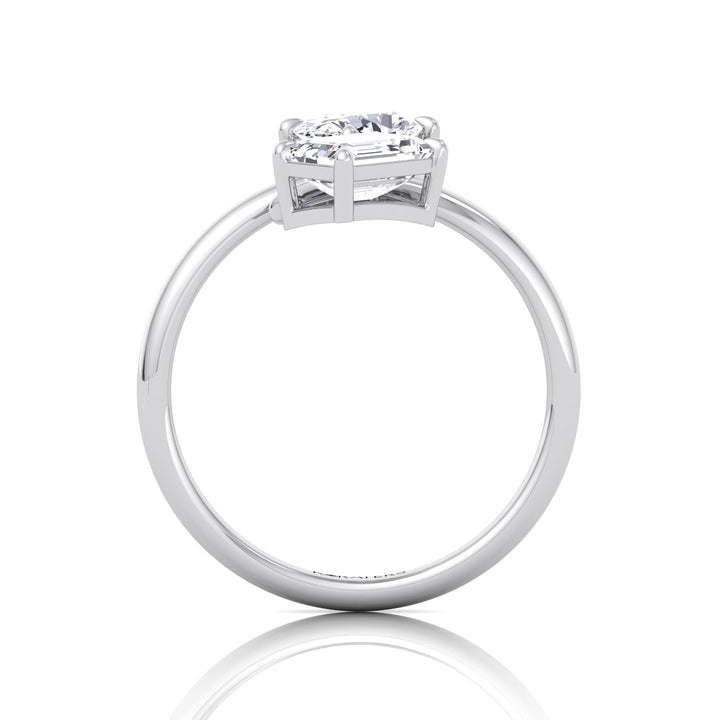 Oval & Emerald Shape Lab Grown Diamond Open Engagement Ring-White Gold