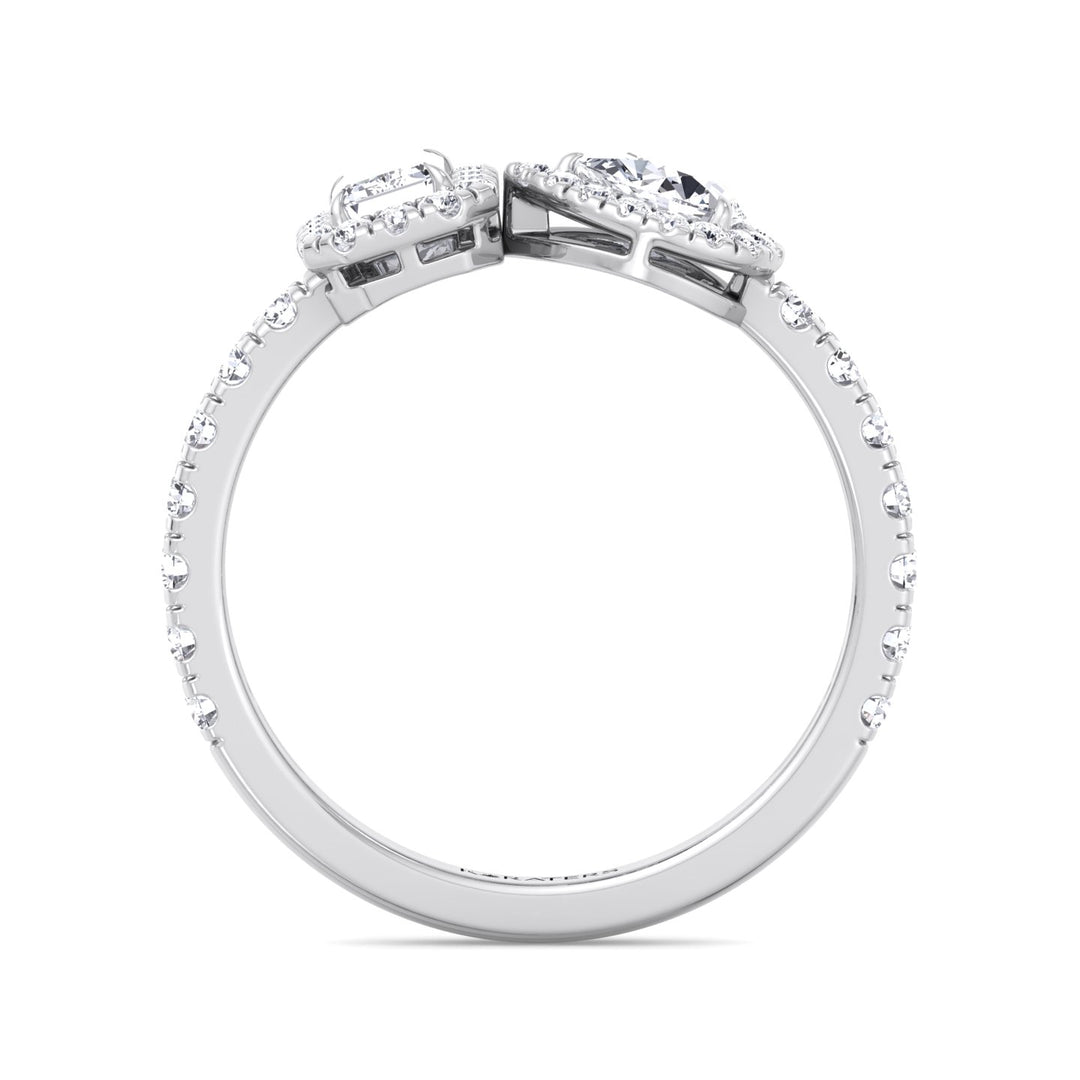 Toi Et Moi Halo Engagement Ring-White Gold