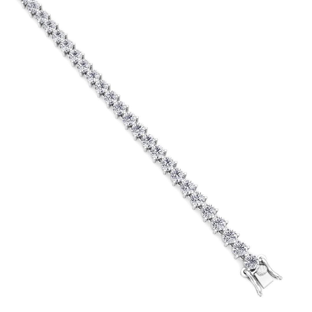 3 Prong Round Cut Lab Grown Diamond Tennis Bracelet 18K Solid Gold