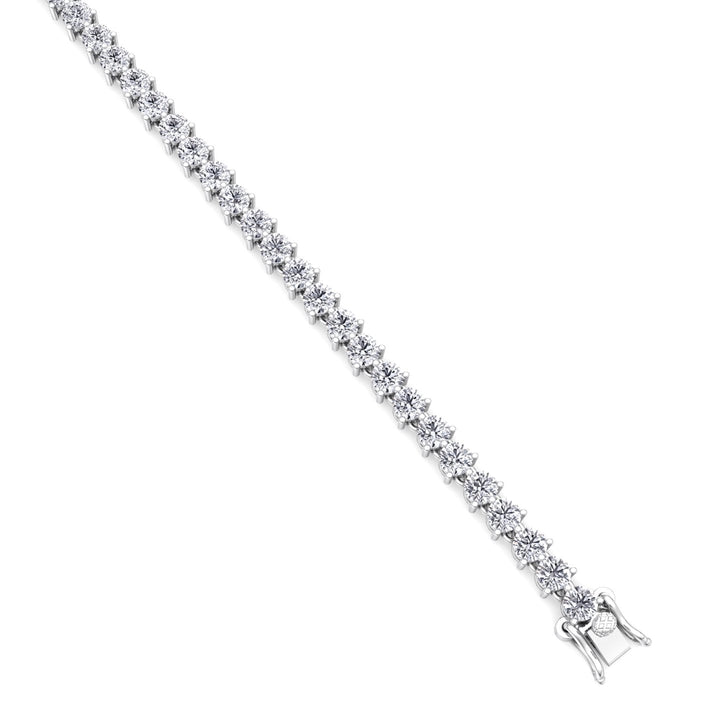 3 Prong Round Cut Lab Grown Diamond Tennis Bracelet 18K Solid Gold