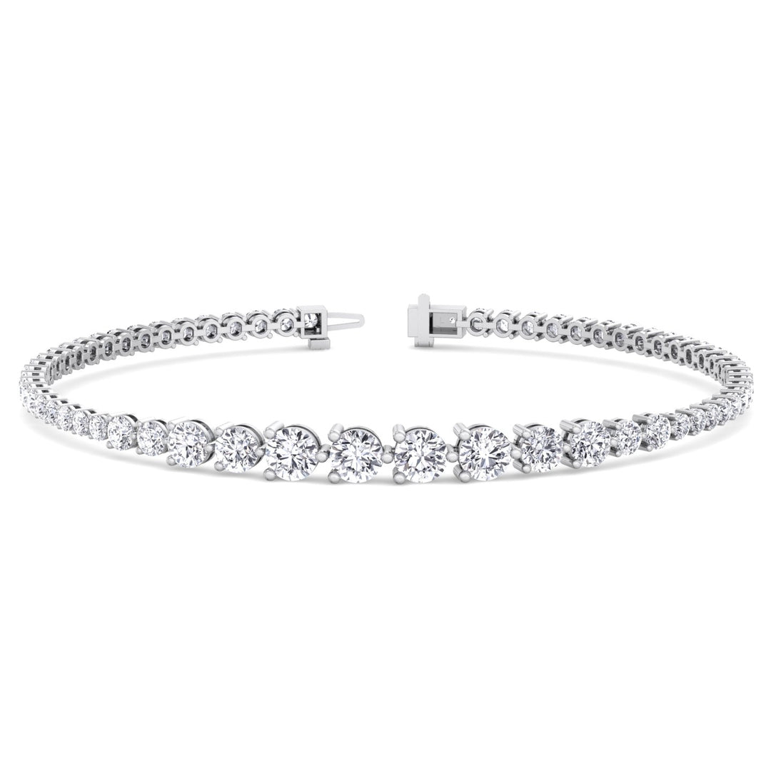 3-Prong Graduated Natural Diamond Tennis Bracelet White Gold