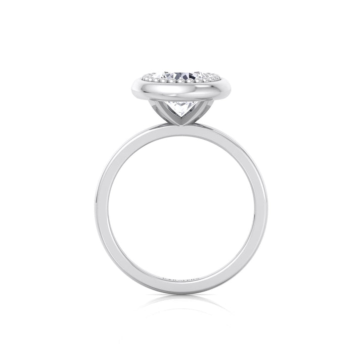 Halo Bezel Set Bubble with Round Shape Lab-Grown Diamond Engagement Ring White Gold 