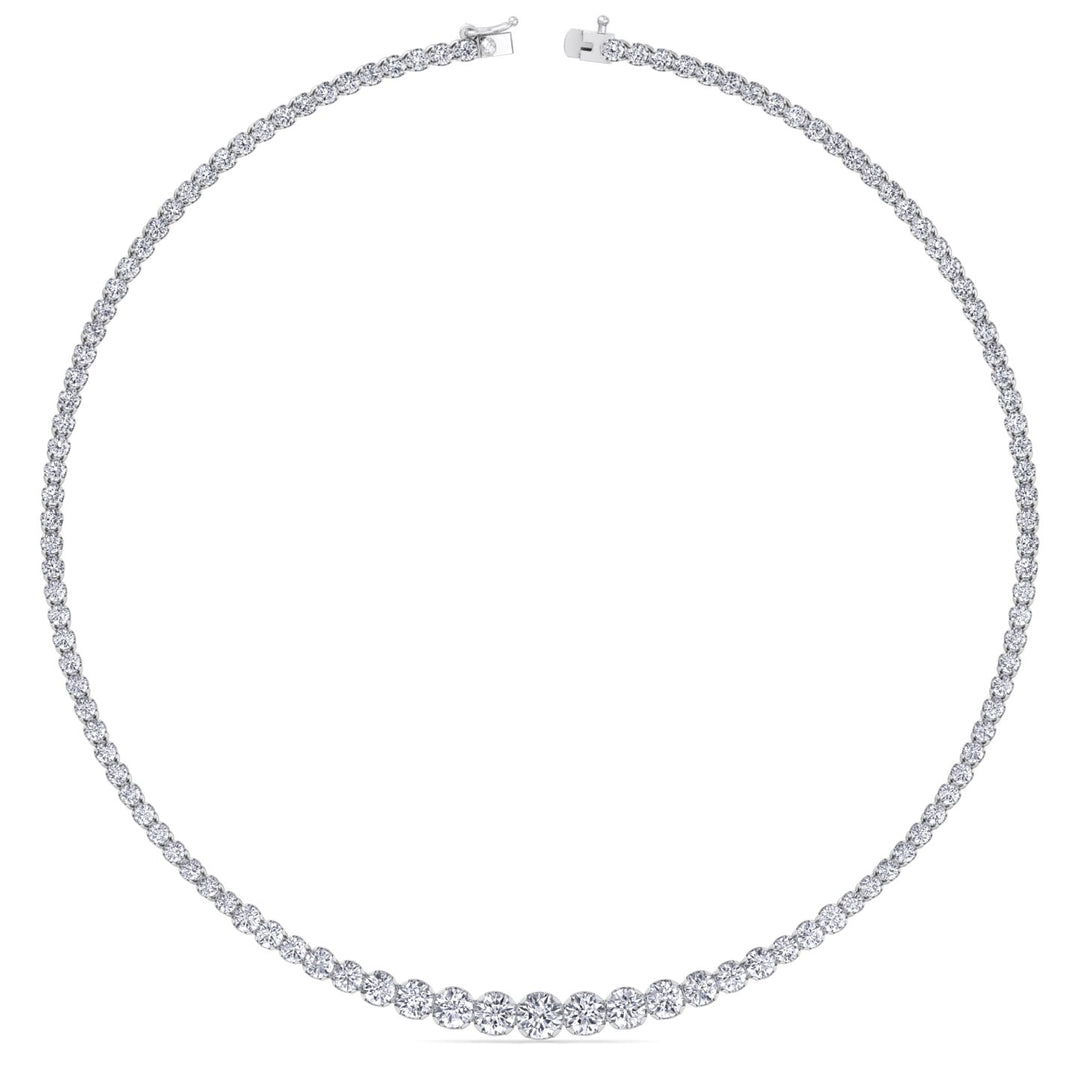 Buttercup Illusion Set Graduated Lab Grown Diamond Tennis Necklace White Gold 18K