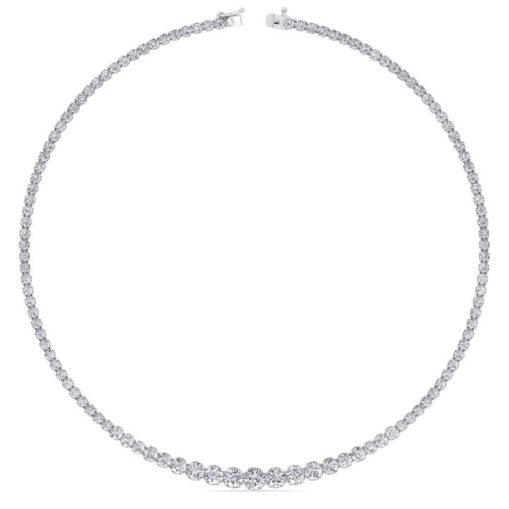Buttercup Illusion Set Graduated Lab Grown Diamond Tennis Necklace White Gold 18K