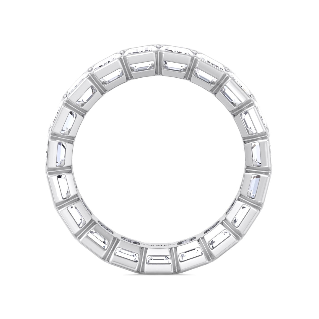 Half Bezel Set Emerald Cut Lab Grown Diamond Eternity Band White Gold
