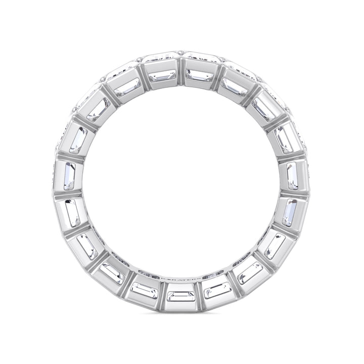 Half Bezel Set Emerald Cut Lab Grown Diamond Eternity Band White Gold