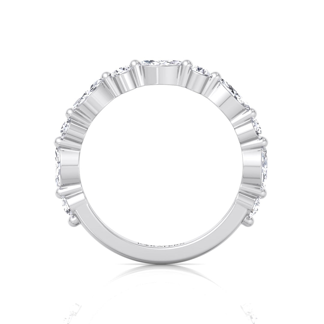Round and Marquise Shape Lab Grown Diamond Wedding Band White Gold