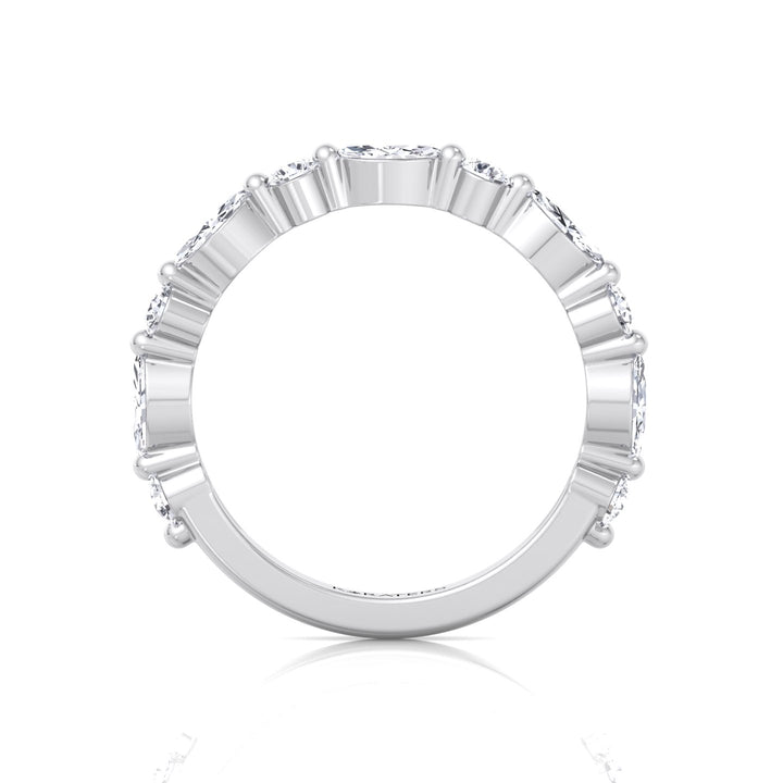 Round and Marquise Shape Lab Grown Diamond Wedding Band White Gold