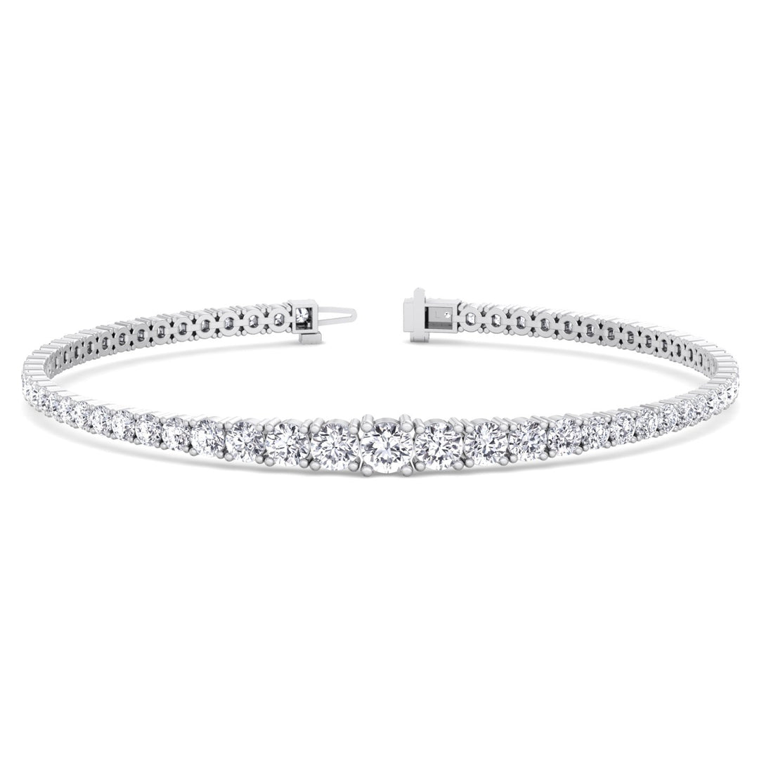 4-Prong Graduated Lab Grown Diamond Tennis Bracelet White Gold  4.5ct 6.5ct 8.5ct 11ct