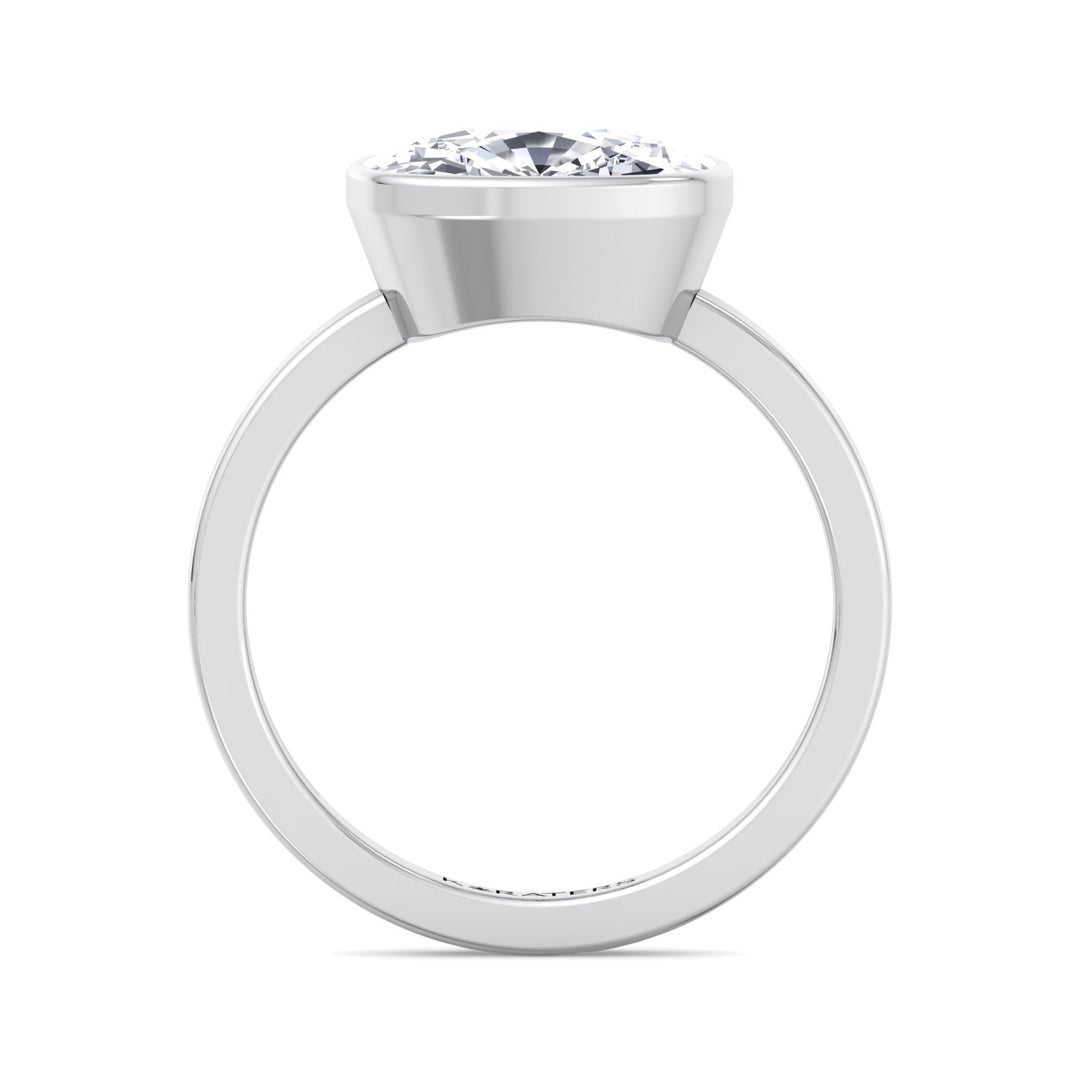 Elongated Cushion Cut East West Lab Grown Diamond Bezel Engagement Ring