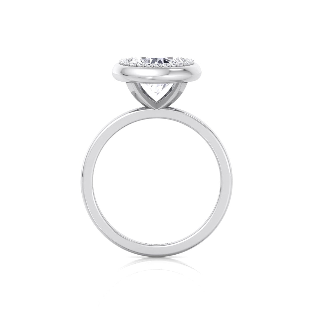 Bezel Set Round Shape Halo Lab Grown Diamond Engagement Ring White Gold