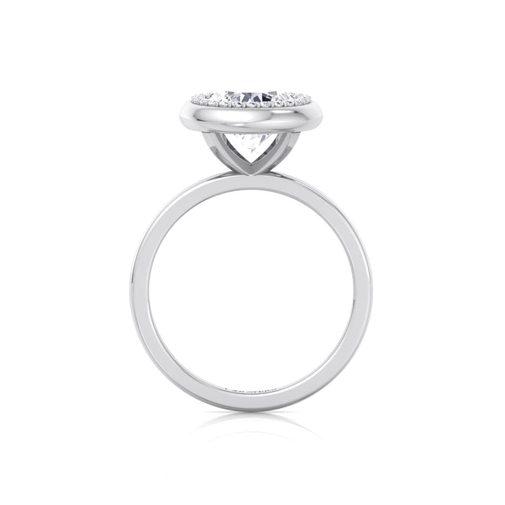Bezel Set Round Shape Halo Lab Grown Diamond Engagement Ring White Gold