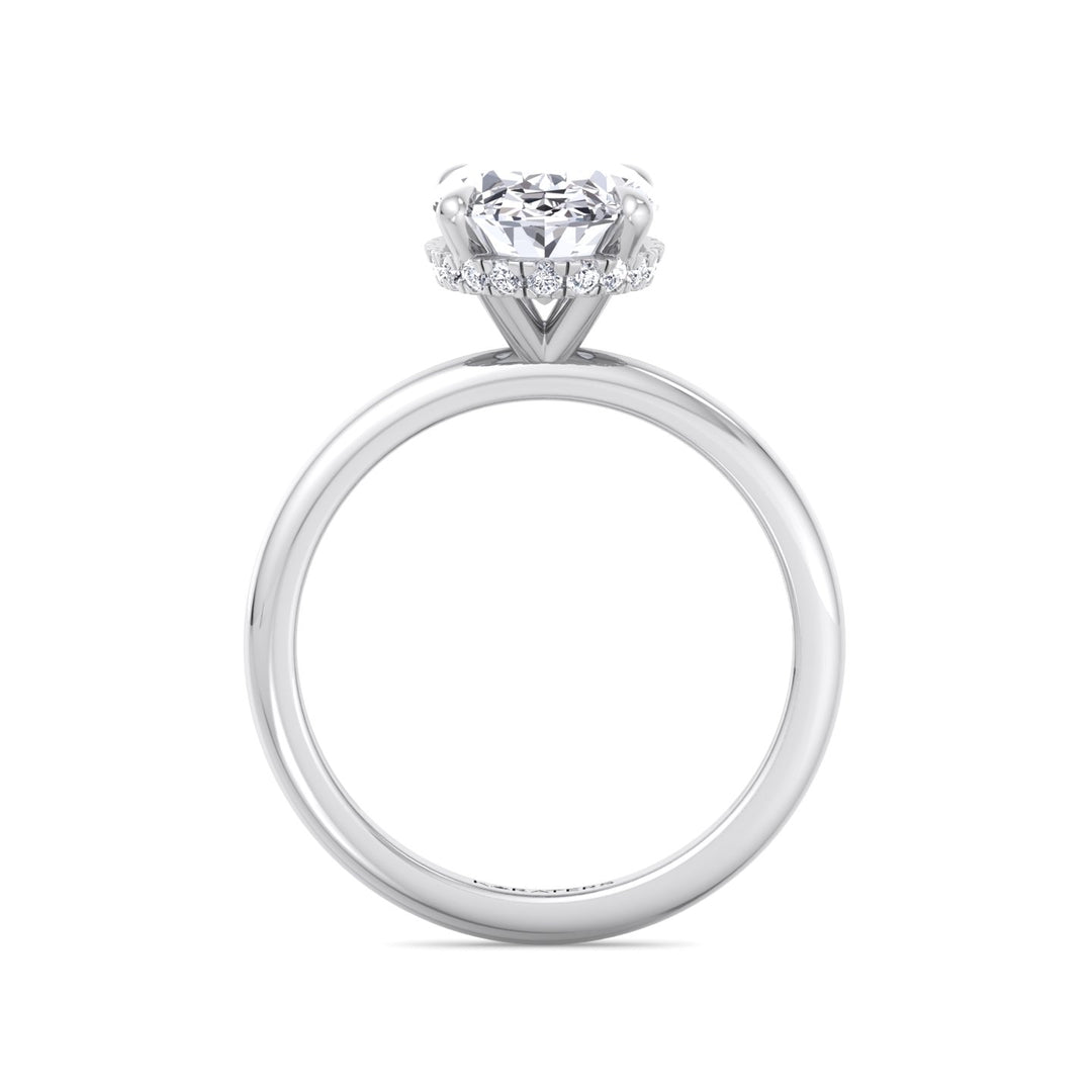 Invisible Halo Oval Shape Solitaire Lab-Grown Diamond Engagement Ring White Gold