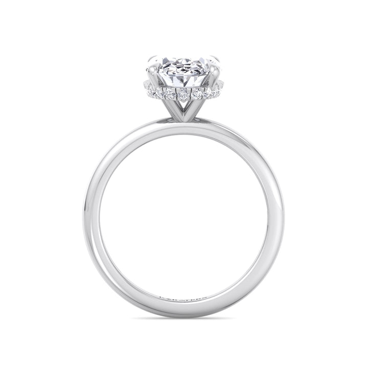 Invisible Halo Oval Shape Solitaire Lab-Grown Diamond Engagement Ring White Gold