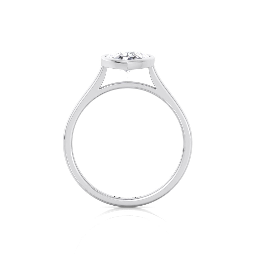 Bezel Set Pear Shape Lab-Grown Diamond Engagement Ring White Gold 
