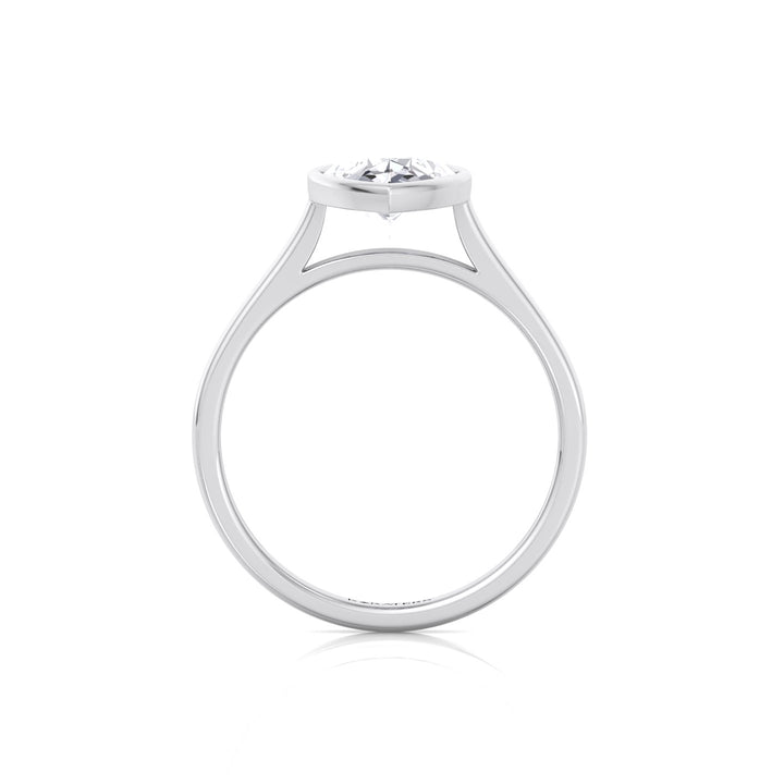Bezel Set Pear Shape Lab-Grown Diamond Engagement Ring White Gold 