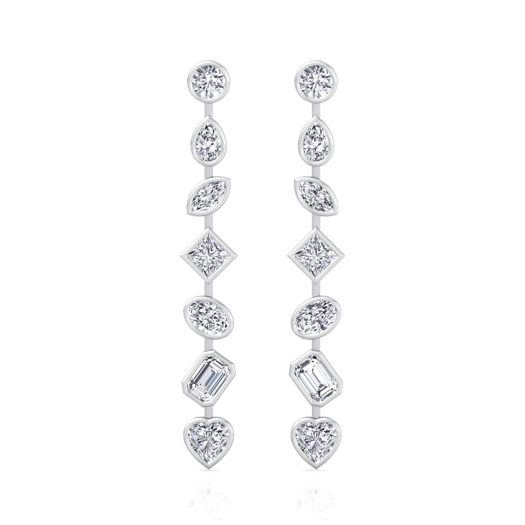 Multi Stone Bezel Tennis Earrings Lab Grown Diamond WG 2