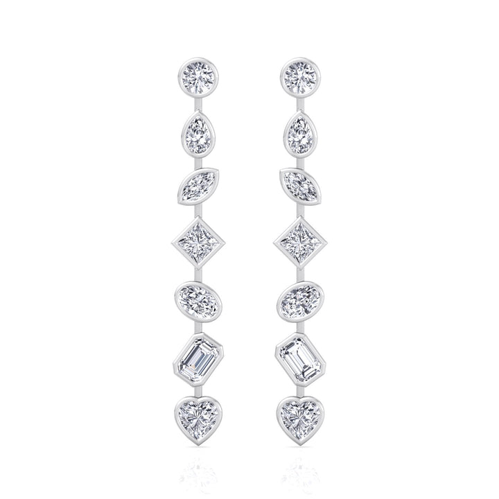 Multi Stone Bezel Tennis Earrings Lab Grown Diamond WG 2