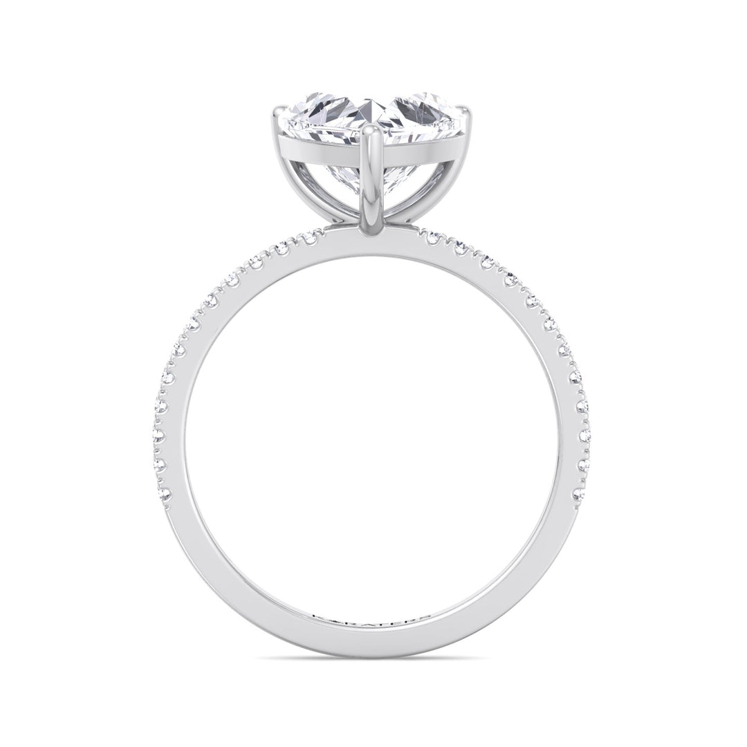 Heart Shaped Cut Lab Grown Diamond Engagement Ring with SideStones