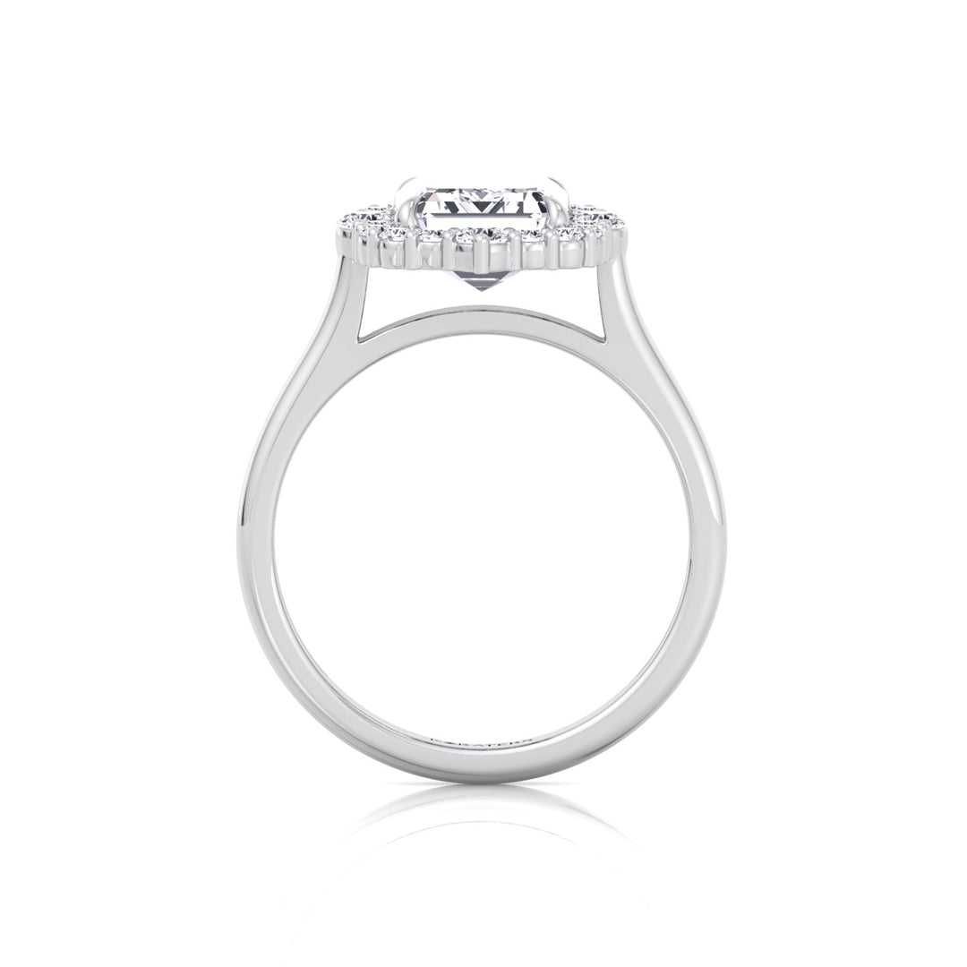 Cathedral Style Emerald Cut Lab Grown Diamond Ring WG 4