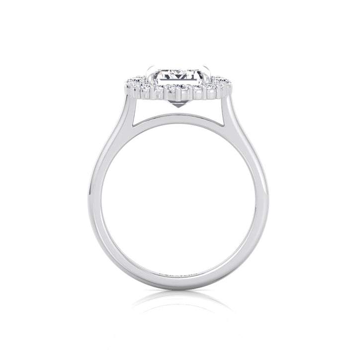 Cathedral Style Emerald Cut Lab Grown Diamond Ring WG 4