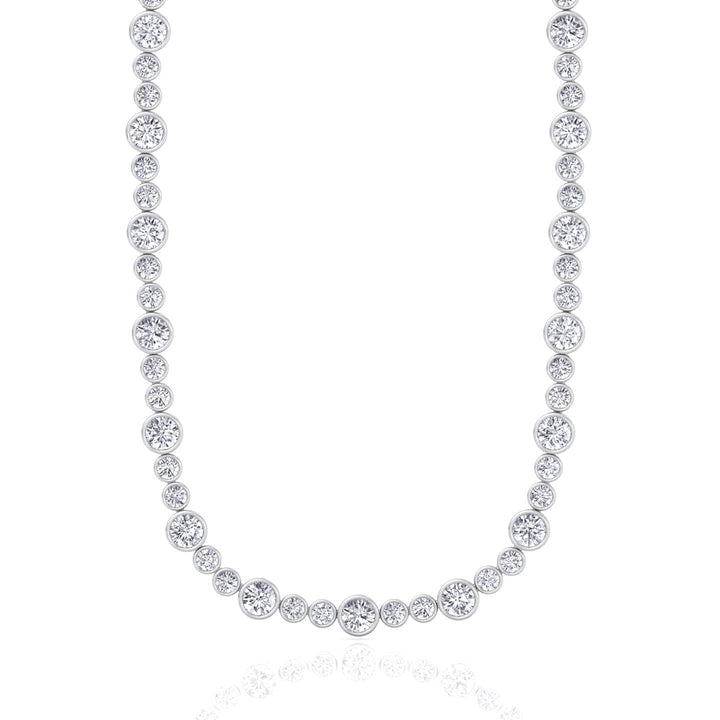 Round Bezel Big & Small Lab Grown Diamond Tennis Necklace WG 2