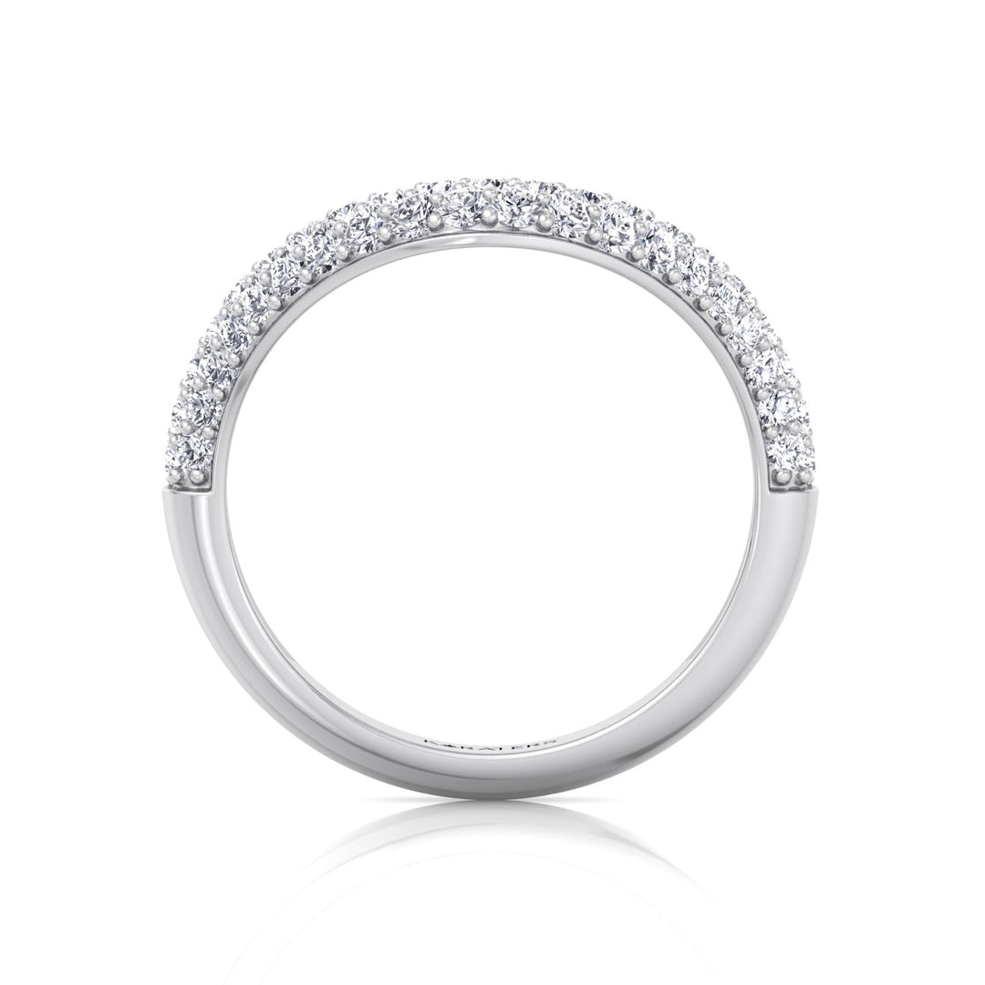 3 Row Pave Curved Lab Grown Diamond Wedding Band White Gold 