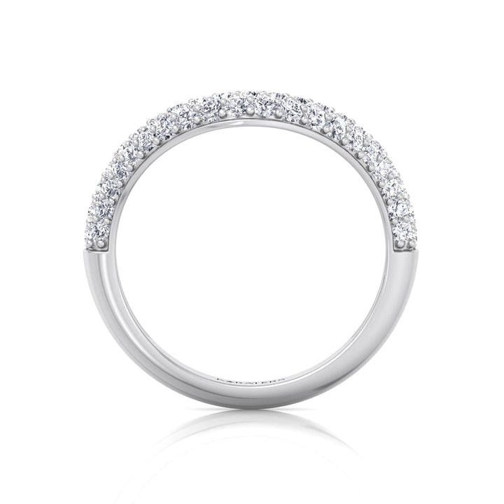 3 Row Pave Curved Lab Grown Diamond Wedding Band White Gold 