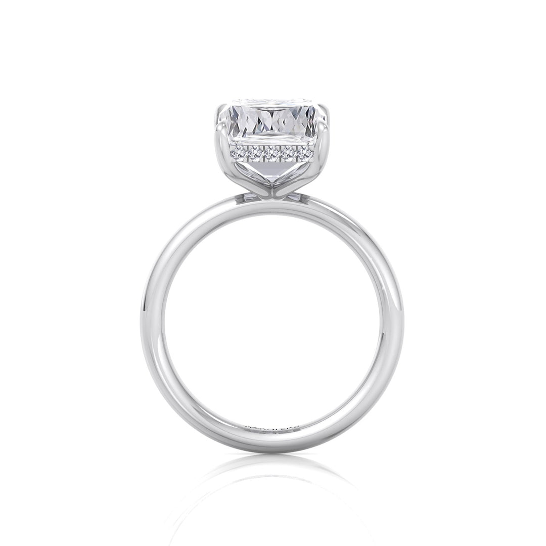 Ashoka Lab Grown Diamond Solitaire Engagement Ring (Criss Emerald Cut) White Gold