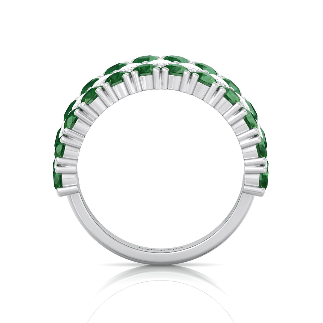 Pear Shape Green Emerald and Marquise Lab-Grown Diamond Cocktail Ring  WG 5