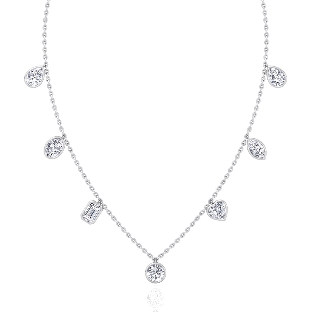 Multi Shape Bezel Set Lab Grown Diamond Necklace WG 3