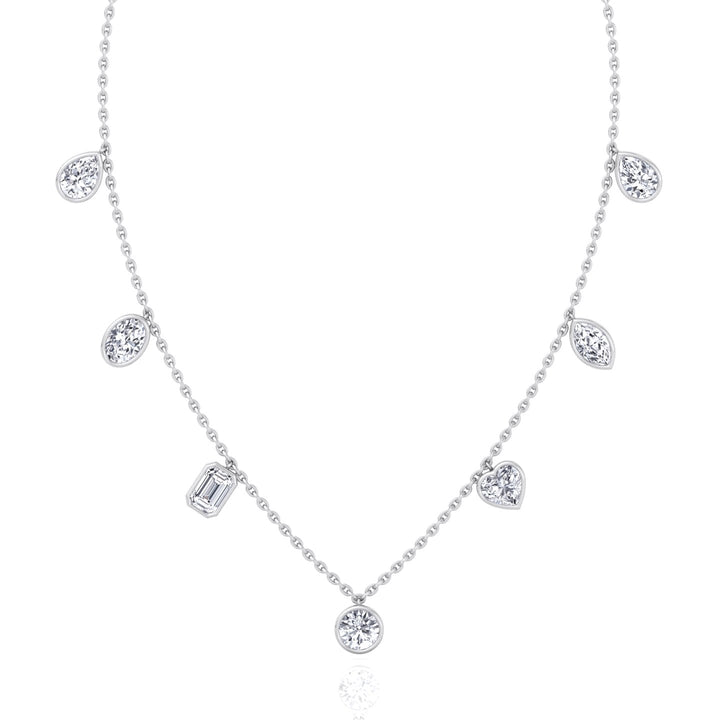 Multi Shape Bezel Set Lab Grown Diamond Necklace WG 3